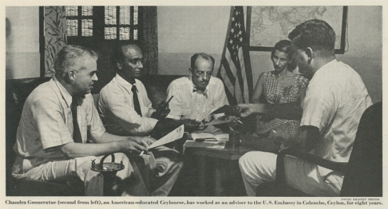 Chandra Dharma Sena Gooneratne worked as an advisor in the old US Embassy on Galle Road, Colombo-3 in Ceylon in the 1950s and 1960s.  Photograph courtesy of the South Asian American Digital Archive.